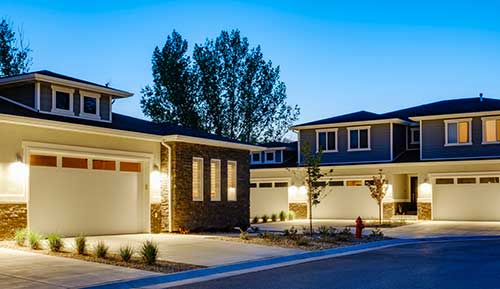 Residential home with beautiful outdoor lighting.